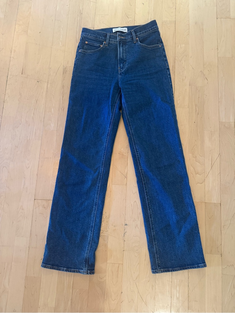 LIKE NEW Denim Forum 90’s Snatched Mid Rise Straight Women's Dark Blue Jeans